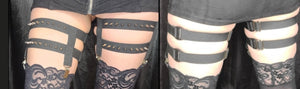 2 clip 2 leg strap garters with spikes