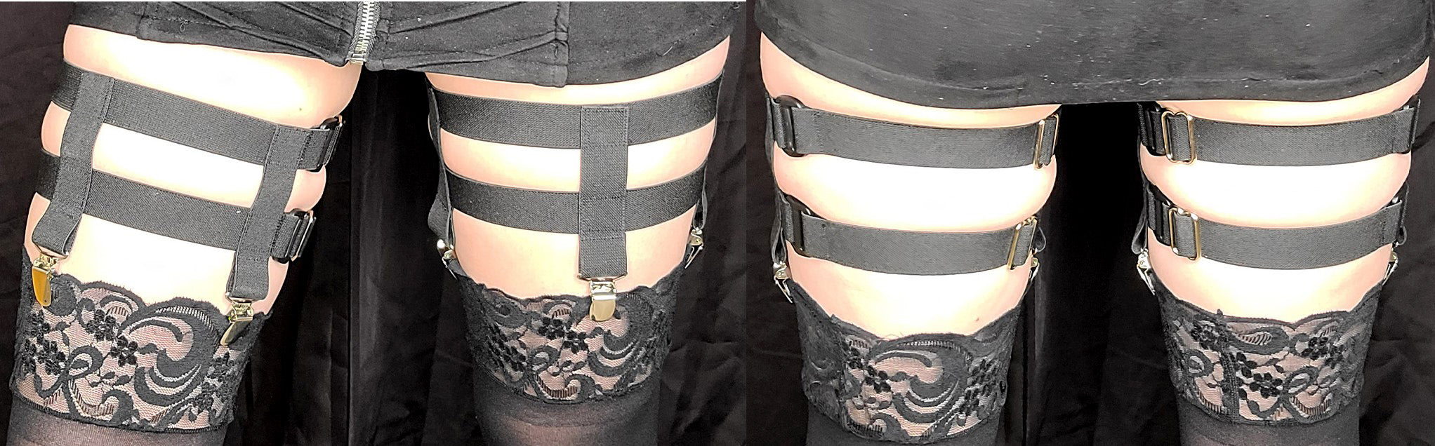 3-Clip Garters with 2 Leg Straps -