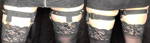 3-Clip Garters with Spikes and 1 Leg Strap