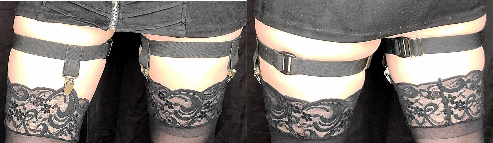 2-Clip Garters with 1 Leg Strap