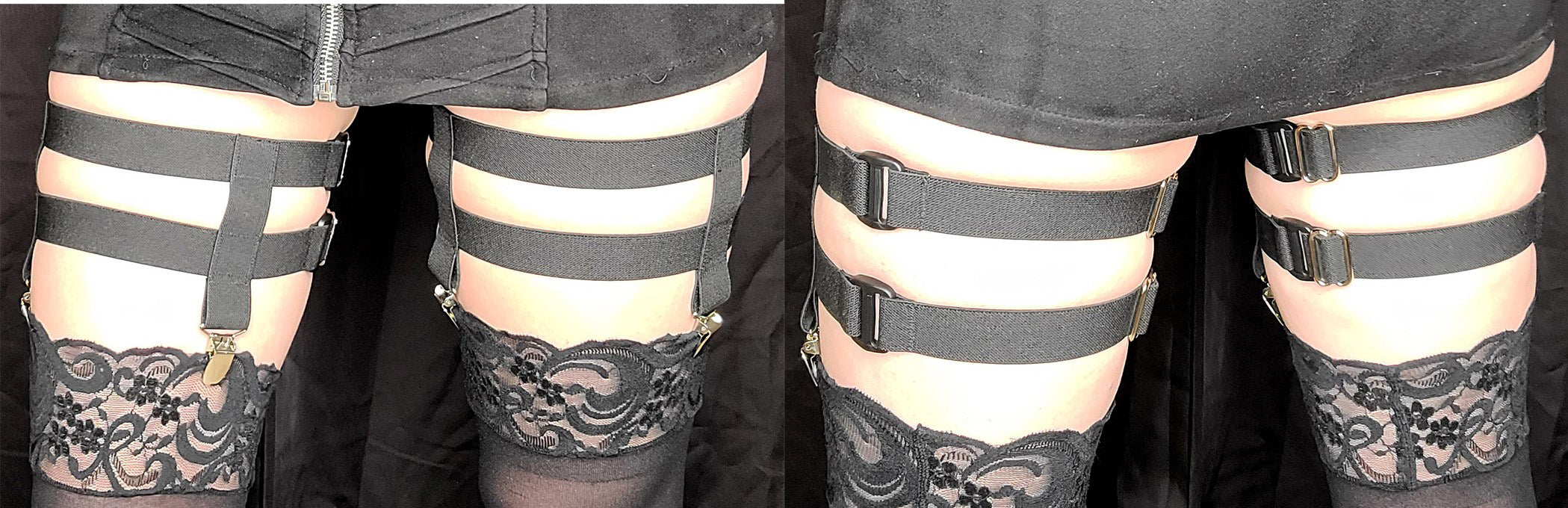 2-Clip Garters with 2 Leg Straps