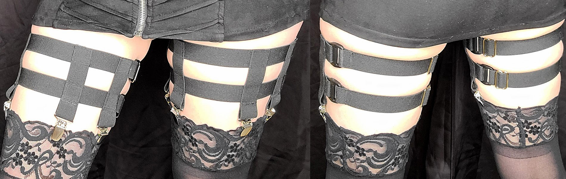 4-Clip Garters with 2 Leg Straps